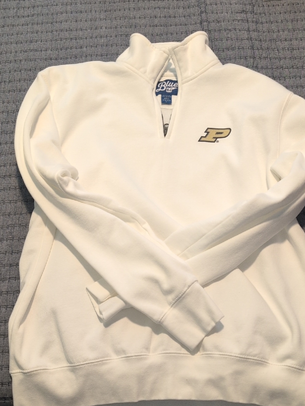 Blue 84 Men’s White Purdue 1/4 Zip Pullover, Size L